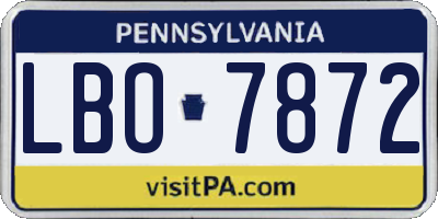 PA license plate LBO7872