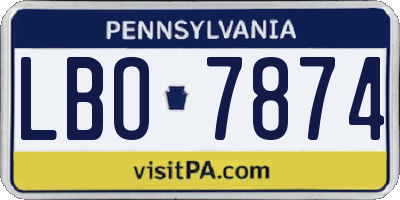 PA license plate LBO7874