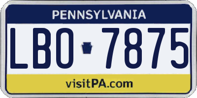 PA license plate LBO7875