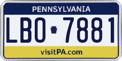 PA license plate LBO7881
