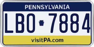 PA license plate LBO7884