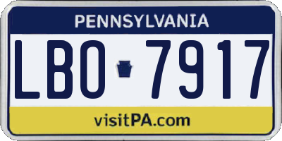 PA license plate LBO7917