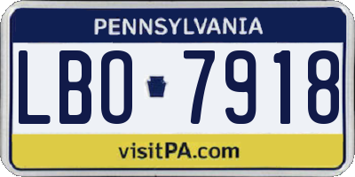 PA license plate LBO7918