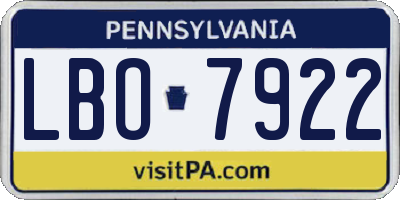 PA license plate LBO7922
