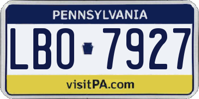PA license plate LBO7927