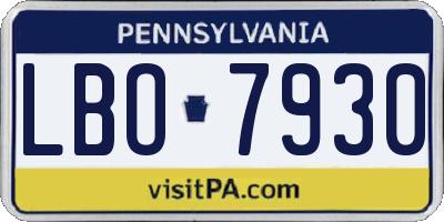 PA license plate LBO7930