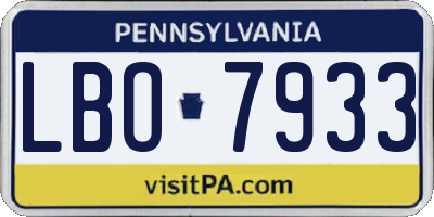 PA license plate LBO7933