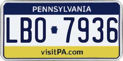 PA license plate LBO7936