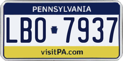 PA license plate LBO7937