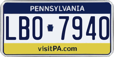 PA license plate LBO7940
