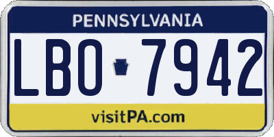 PA license plate LBO7942