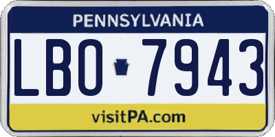PA license plate LBO7943