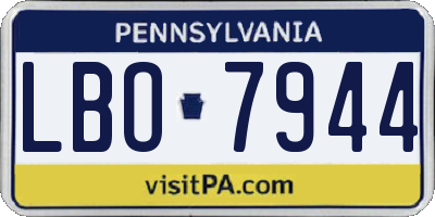 PA license plate LBO7944