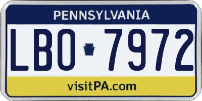 PA license plate LBO7972