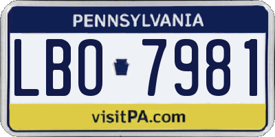 PA license plate LBO7981