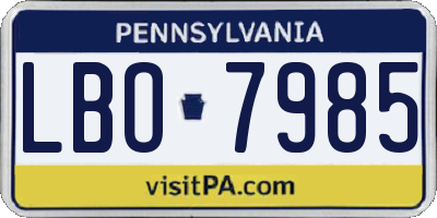 PA license plate LBO7985