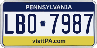 PA license plate LBO7987
