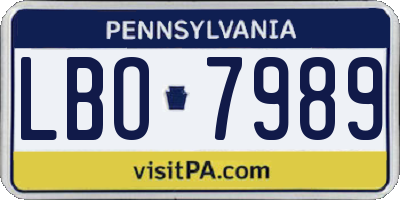 PA license plate LBO7989
