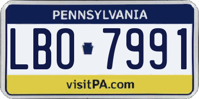 PA license plate LBO7991