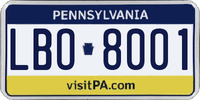 PA license plate LBO8001