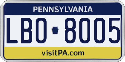 PA license plate LBO8005
