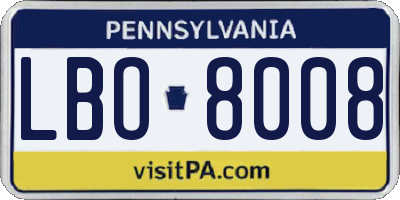 PA license plate LBO8008