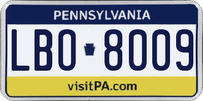 PA license plate LBO8009