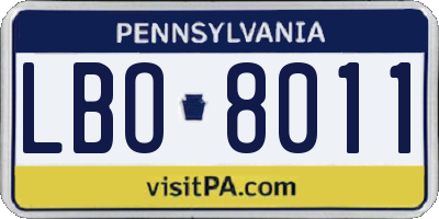 PA license plate LBO8011