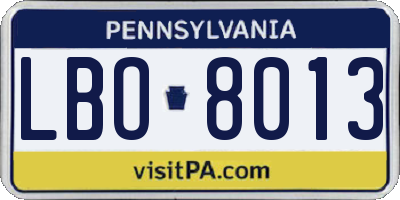 PA license plate LBO8013
