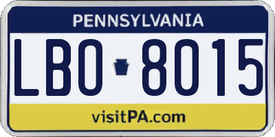 PA license plate LBO8015
