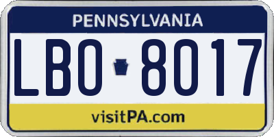 PA license plate LBO8017
