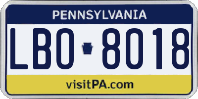 PA license plate LBO8018