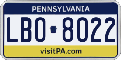 PA license plate LBO8022