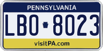 PA license plate LBO8023