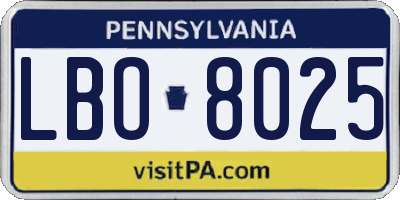 PA license plate LBO8025