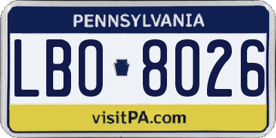 PA license plate LBO8026