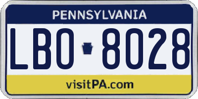 PA license plate LBO8028