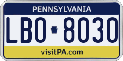 PA license plate LBO8030