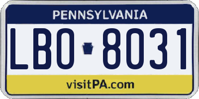 PA license plate LBO8031