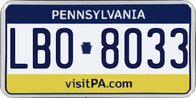 PA license plate LBO8033