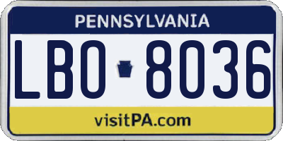 PA license plate LBO8036