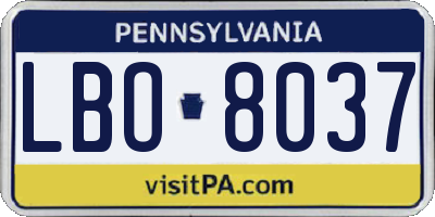 PA license plate LBO8037