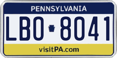 PA license plate LBO8041