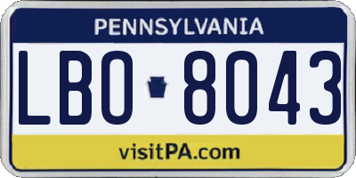 PA license plate LBO8043