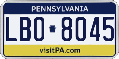 PA license plate LBO8045