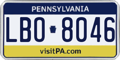 PA license plate LBO8046