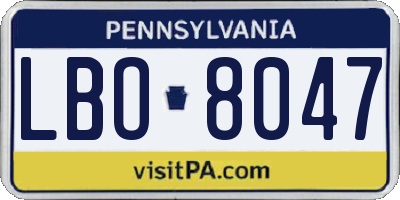 PA license plate LBO8047