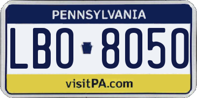 PA license plate LBO8050