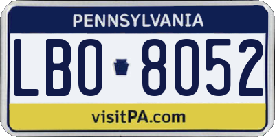 PA license plate LBO8052