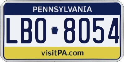 PA license plate LBO8054